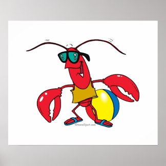 Poster cartoon de lagosta engraçado