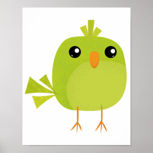 Poster Cartoon de Pássaro Verde