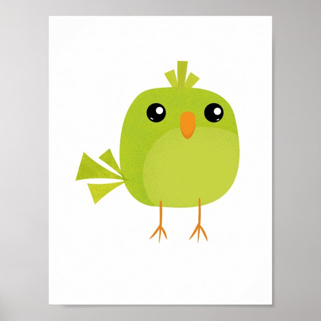 Poster Cartoon de Pássaro Verde (Frente)