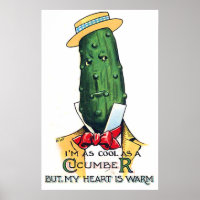 Cartoon de pepino com mensagem de amor, vinheta en