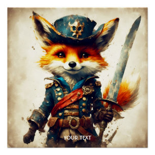 Póster Cartoon de Pirata de Fox Fantasy Cute Vivid