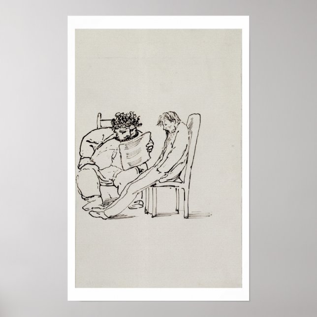 Póster Cartoon de William Morris (1834-1896) lendo poesia (Frente)