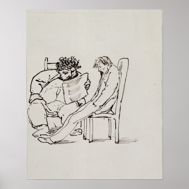 Poster Cartoon de William Morris (1834-1896) lendo poesia (Frente)