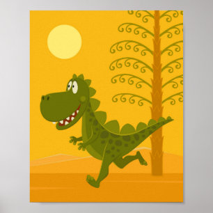 Poster Cartoon Dinossaur Sun Jurassland Quente