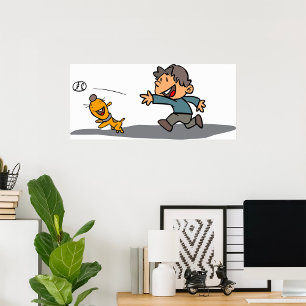 Poster Cartoon e Cachorro Brincando