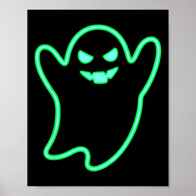 Poster Cartoon estilo neon Ghost Halloween Tee (Frente)