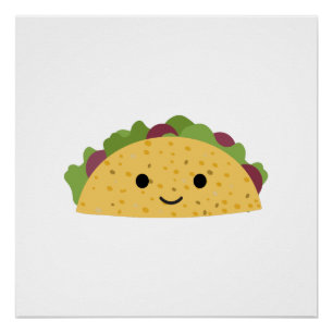 Póster Cartoon Fantástico Kawaii Sorrindo Taco