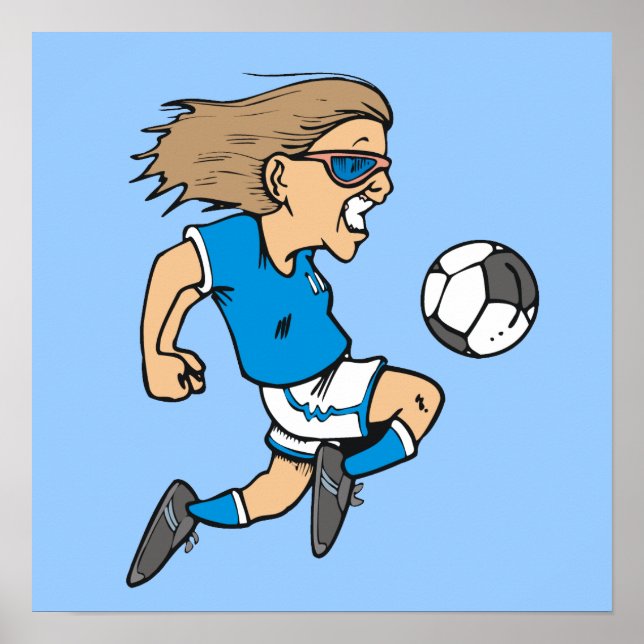 Póster Cartoon Female Soccer Star T-shirts e presentes (Frente)