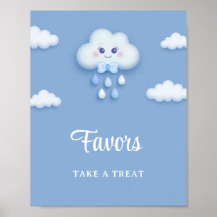 Poster Cartoon fluffy nuvem branca nove favores azuis