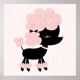 Póster Cartoon francês Poodle Children's Wall Art