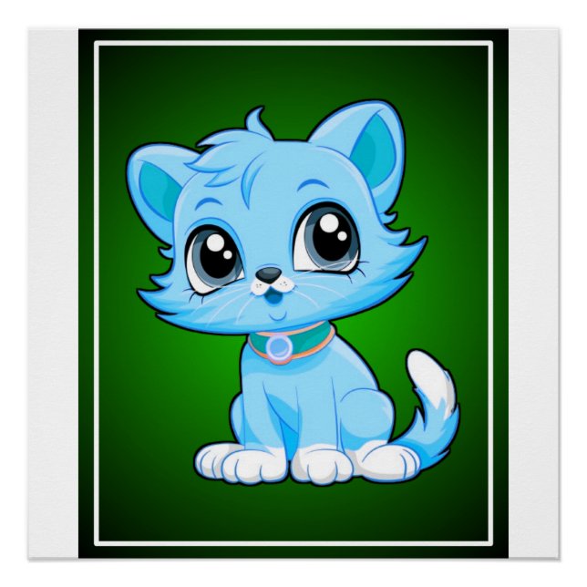Póster Cartoon Gato Adorável (Frente)