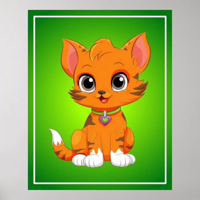 Poster Cartoon Gato Adorável (Frente)