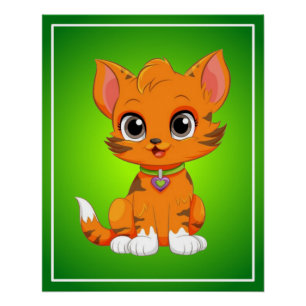 Póster Cartoon Gato Adorável