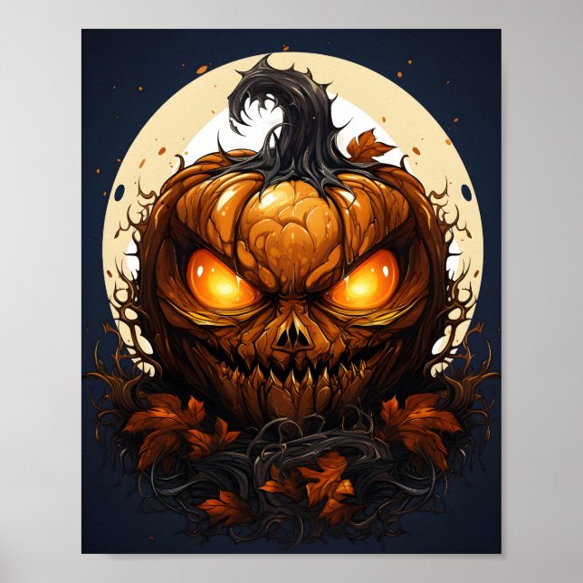 Poster Cartoon Halloween Pumpkin Legal Com Olhos Estranho (Frente)