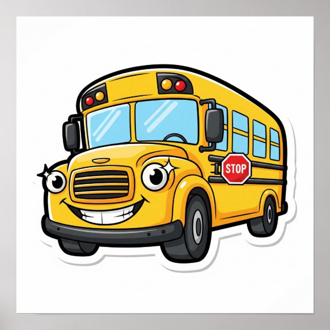 Poster Cartoon Happy School Bus (Frente)