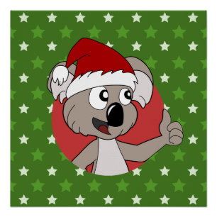 Póster Cartoon koala sobre um padrão perfeito