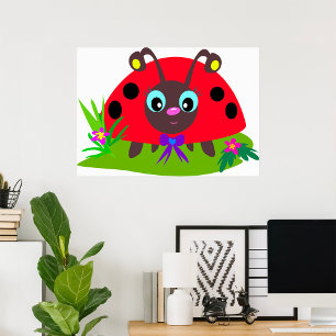 Poster Cartoon Ladybug Arco e Flores