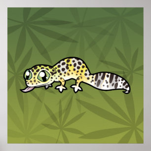 Poster Cartoon Leopard Gecko