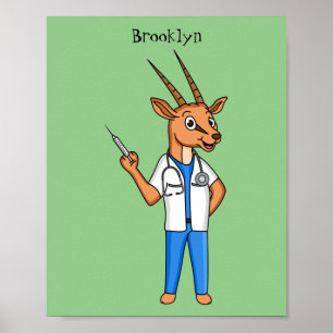 Poster Cartoon médico de antílope Gemsbok