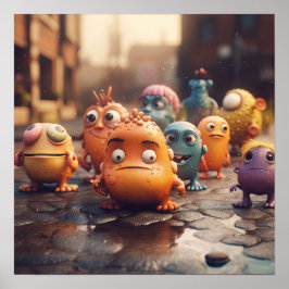 Poster Cartoon Monster Street Gang