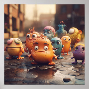 Poster Cartoon Monster Street Gang