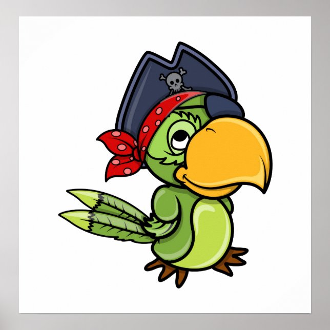 Póster Cartoon Pirate Parrot (Frente)