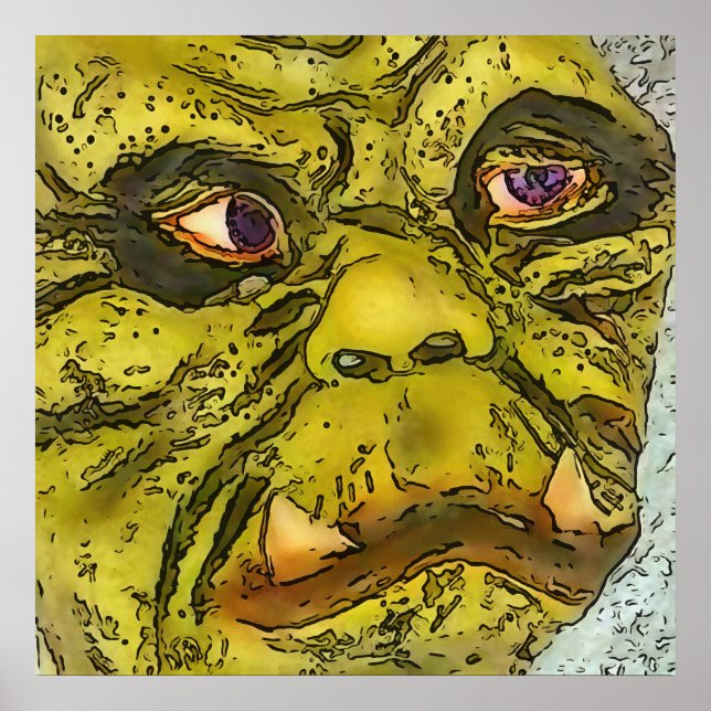 Poster Cartoon Preto Monstro da Tartaruga Cerrante (Frente)