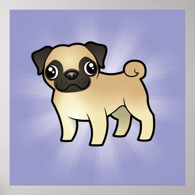 Póster Cartoon Pug (Frente)