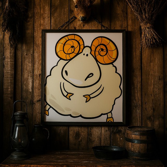 Poster Cartoon Ram Sheep (Criador carregado)