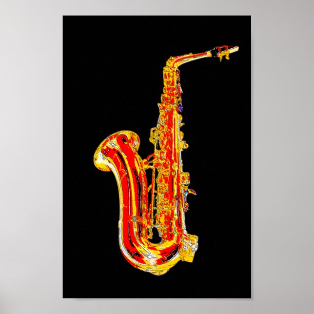 Póster Cartoon saxofone (Frente)