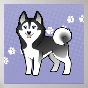 Póster Cartoon Siberian Husky / Alaskan Malamute