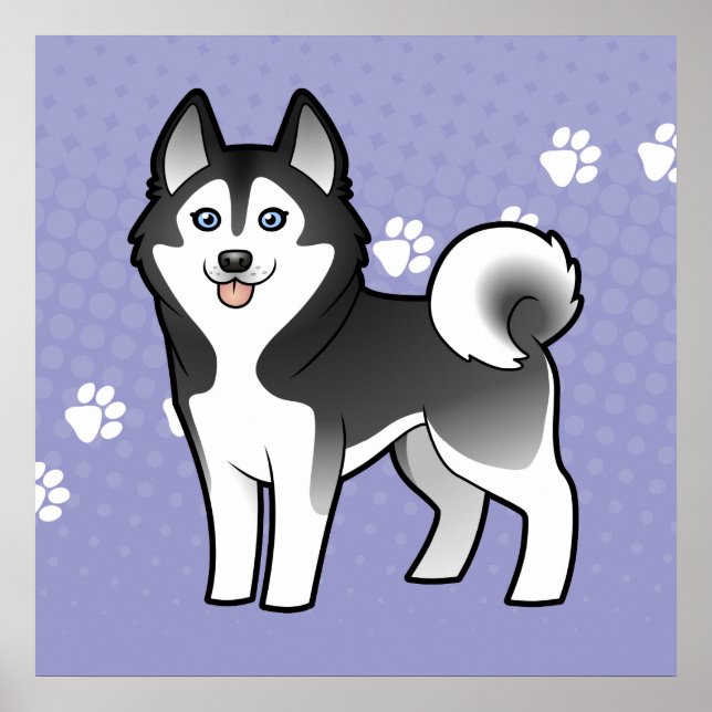 Póster Cartoon Siberian Husky / Alaskan Malamute (Frente)
