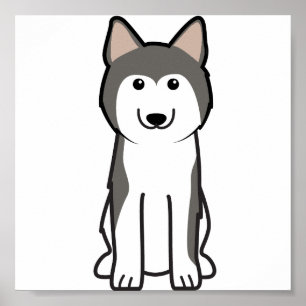 Póster Cartoon Siberian Husky Dog