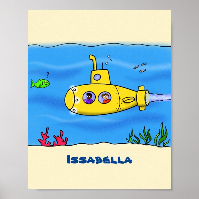 Poster Cartoon submarino feliz (Frente)