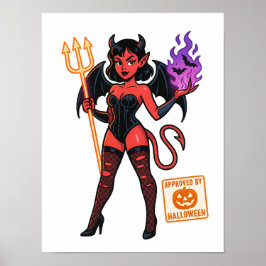 Poster Cartoon Succubus de Halloween - Escuro e Reproduto