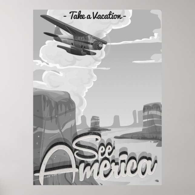 Póster Cartoon Vintage Veja a América (Frente)