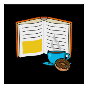 Póster Cartum de Rosquinha e café
