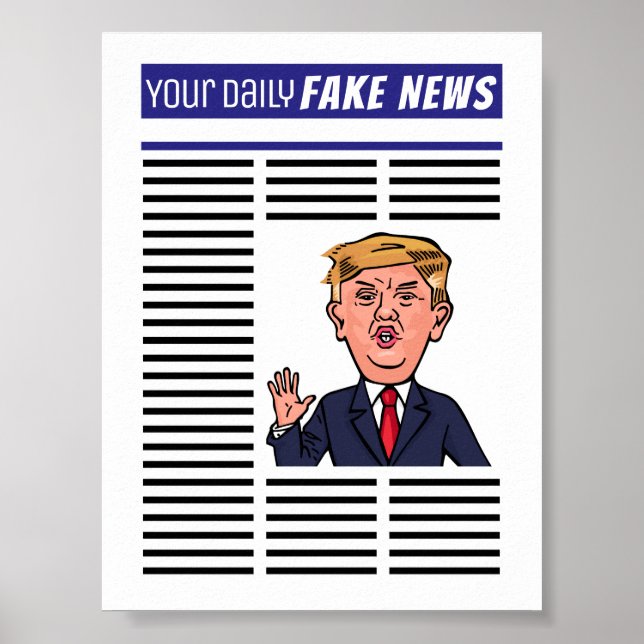 Poster Cartum Engraçado do Presidente Donald Trump Notíci (Frente)
