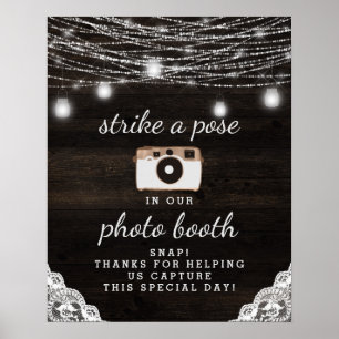 Poster Carvalho Ridge Rustic Wood Foto Booth Casamento Si