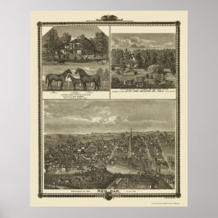 Póster Carvalho vermelho, mapa panorâmico de IA - 1875