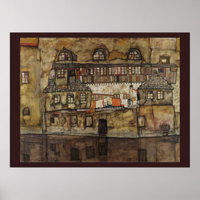 Póster Casa à Beira do Rio por Egon Schiele (Frente)