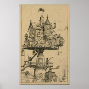 Poster Casa aérea de Albert Robida (1883)