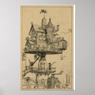 Poster Casa aérea de Albert Robida (1883)