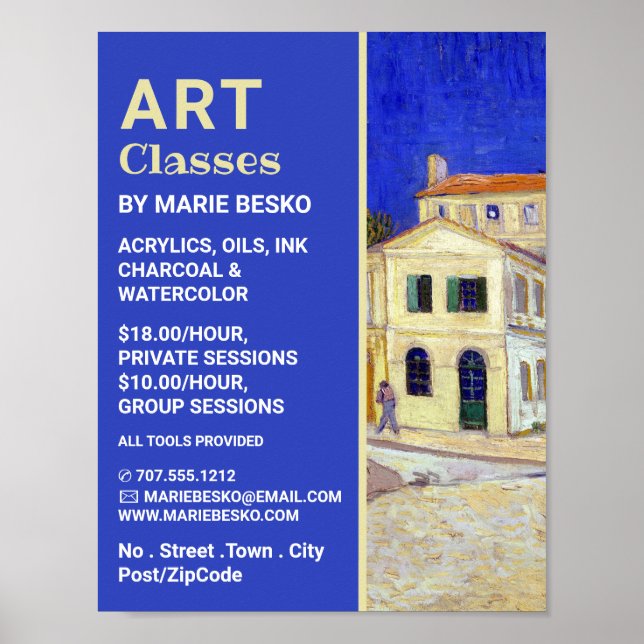 Poster Casa Amarela De Vincent Van Gogh, Classes De Arte (Frente)