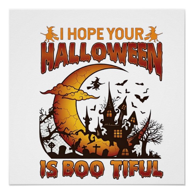 Póster Casa Assombrada Boo Tiful de Halloween Lua Crescen (Frente)