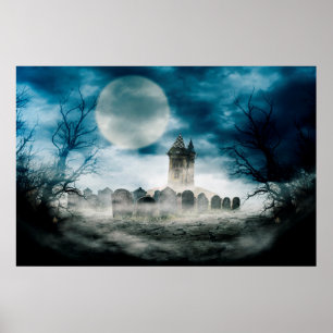 Poster Casa assombrada. Cena de Halloween.