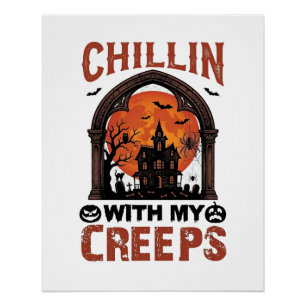 Póster Casa Assombrada do Chillin Creeps Halloween Lua La