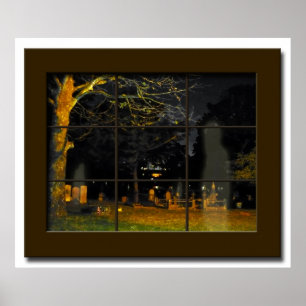 Póster Casa assombrada do Dia das Bruxas do cemitério da