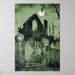 Póster Casa Assombrada Jack O'Lantern Ghost Moon
