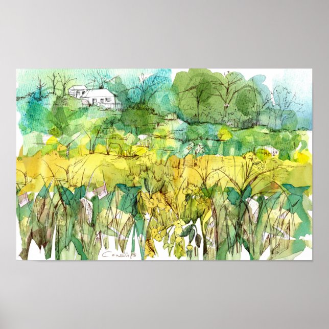 Poster Casa Branca Campo Primaveras Flores Silvestres (Frente)
